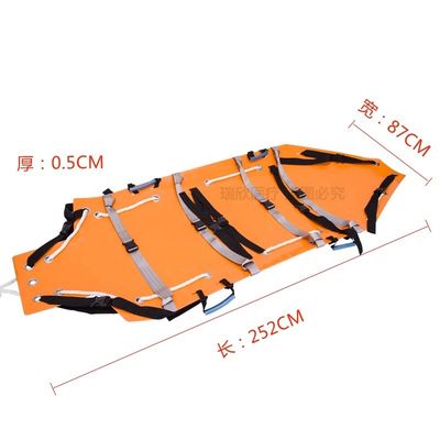 オレンジ複合プラスチック折りたたむ救助ストレッチャー 250*84*0.5cm